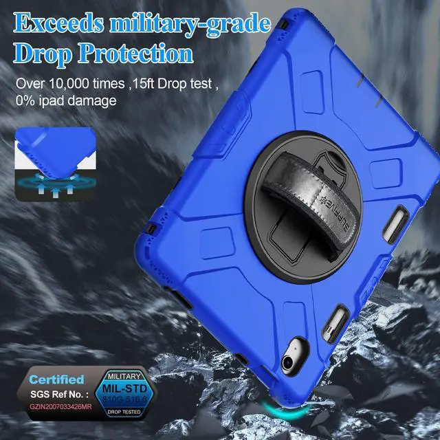 Alt view image 5 of 5 - SUPFIVES Case for iPad (A16) 11th/10th Generation 2022/2025, Full-Body Drop Protection Cover for iPad 10th Gen 10.9/11 inch with Screen Protector, 360deg Rotate Stand, Shoulder Strap, Pencil Holder