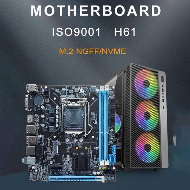 Alt view image 2 of 5 - LGA 1155 CPU Socket Desktop Motherboard, H61 ATX 2 x 8GB DDR3 Computer Mining Mainboard, NVME M.2 VGA HD Multimedia Interface 6 USB2.0 3 SATA2.0 ITX Motherboard