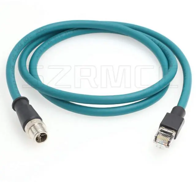 Main image of SZRMCC M12 8 Pin X-Coded Male to RJ45 Ethernet Cable Cat7e Gigabit Shielded Waterproof Network Cable for Basler GigE Cognex in-Sight Industrial Camera Vision Sensors (Blue,1M)