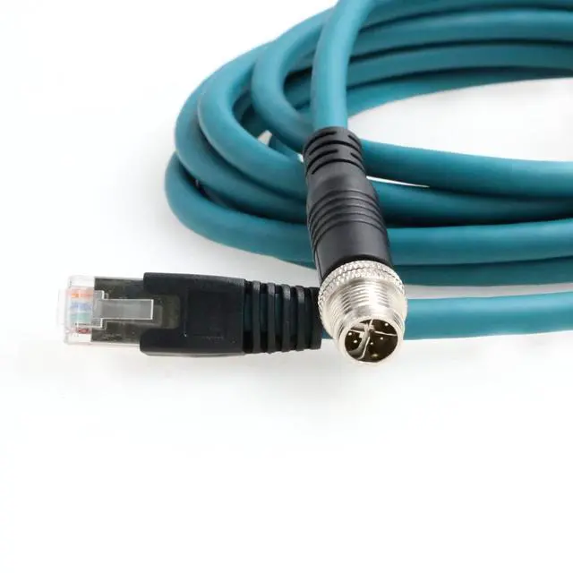 Alt view image 2 of 5 - SZRMCC M12 8 Pin X-Coded Male to RJ45 Ethernet Cable Cat7e Gigabit Shielded Waterproof Network Cable for Basler GigE Cognex in-Sight Industrial Camera Vision Sensors (Blue,1M)
