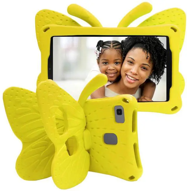 Main image of Tading Kids Case for Samsung Galaxy Tab A7 Lite, Shockproof Light Weight Protective Stand Cover for Samsung Galaxy Tab A7 Lite 2021 8.7 Inch Tablet (SM-T225/T220), Cute Butterfly - Yellow