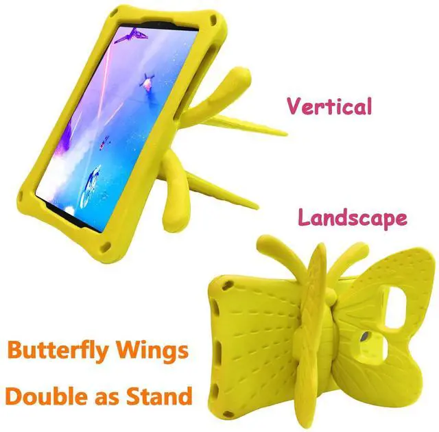 Alt view image 5 of 5 - Tading Kids Case for Samsung Galaxy Tab A7 Lite, Shockproof Light Weight Protective Stand Cover for Samsung Galaxy Tab A7 Lite 2021 8.7 Inch Tablet (SM-T225/T220), Cute Butterfly - Yellow