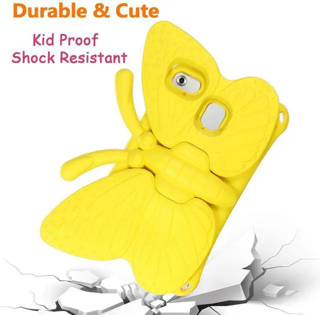 Alt view image 4 of 5 - Tading Kids Case for Samsung Galaxy Tab A7 Lite, Shockproof Light Weight Protective Stand Cover for Samsung Galaxy Tab A7 Lite 2021 8.7 Inch Tablet (SM-T225/T220), Cute Butterfly - Yellow