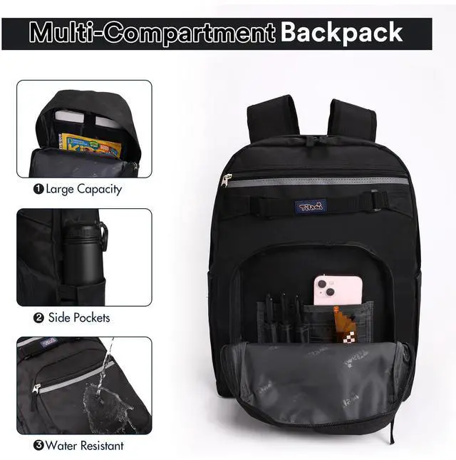 Alt view image 2 of 5 - Tilami Basic Backpack for Travel, 15 inch Laptop Bag, 20L Water Resistant Bookbag,Black