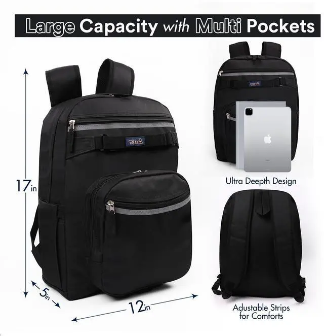 Alt view image 3 of 5 - Tilami Basic Backpack for Travel, 15 inch Laptop Bag, 20L Water Resistant Bookbag,Black