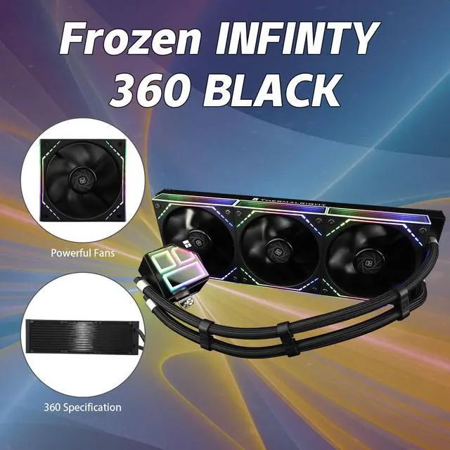 Alt view image 3 of 5 - Thermalrlght Frozen Infinity 360 Black CPU Aio Cooler,TL-M12*3 PWM Fans,Computer CPU Water Cooler,ARGB Infinity Mirror,360 CPU Liquid Cooling:LGA1851/1700/1150/1151/1200/2011,PC Water Cooling
