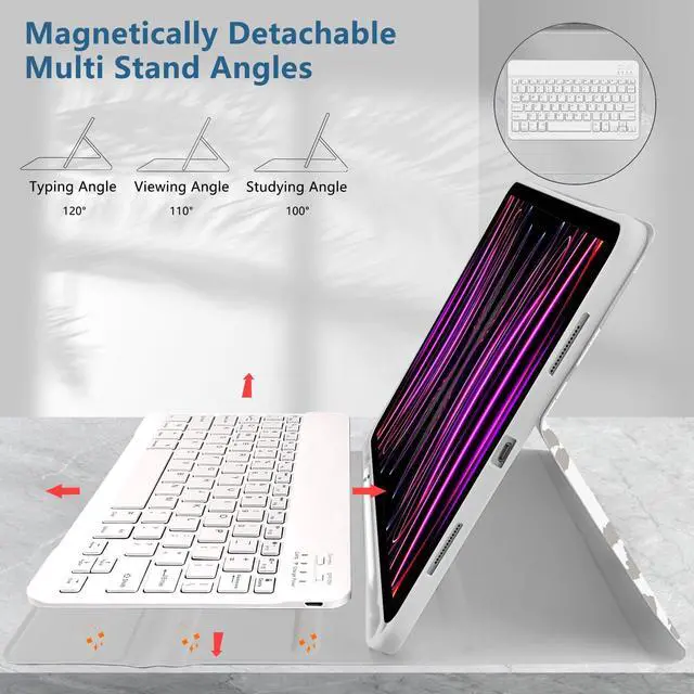 Alt view image 3 of 5 - TopPerfekt for iPad Pro 11" 4th/3rd/2nd/1st Gen (2022/2021/2020/2018) Keyboard Case, Magnetically Absorbent, Auto Sleep/Wake, Support 2nd Gen Pencil Wireless Charge, with Pencil Holder - Grey Leopard