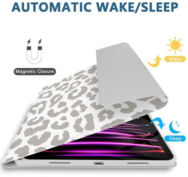 Alt view image 5 of 5 - TopPerfekt for iPad Pro 11" 4th/3rd/2nd/1st Gen (2022/2021/2020/2018) Keyboard Case, Magnetically Absorbent, Auto Sleep/Wake, Support 2nd Gen Pencil Wireless Charge, with Pencil Holder - Grey Leopard