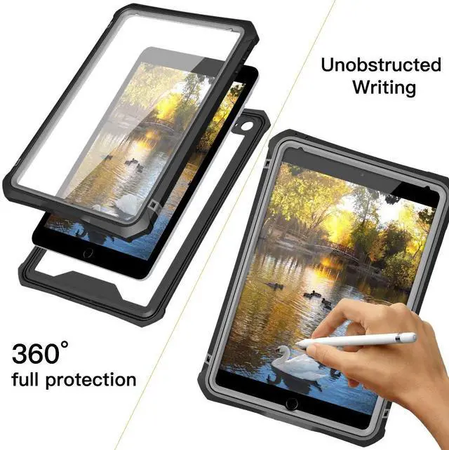 Alt view image 3 of 5 - iPad mini 5 Case - Waterproof iPad mini 5/iPad mini 4 Full Body Bumper Case with Built in Screen Protector Drop Proof Anti Scratch Anti Shock Red Case Cover for iPad mini 5th/4th Generation 7.9"