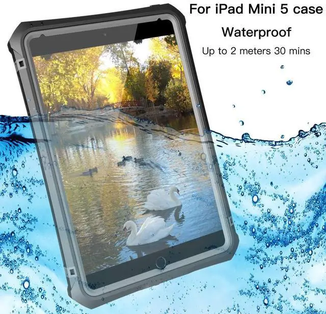 Alt view image 2 of 5 - iPad mini 5 Case - Waterproof iPad mini 5/iPad mini 4 Full Body Bumper Case with Built in Screen Protector Drop Proof Anti Scratch Anti Shock Red Case Cover for iPad mini 5th/4th Generation 7.9"