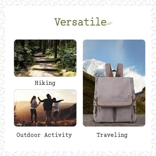 Alt view image 3 of 5 - TSD Brand Canvas Backpack Lightweight Travel Daypack Lightweight Carry On Laptop Backpack Hiking Backpack(Gray)