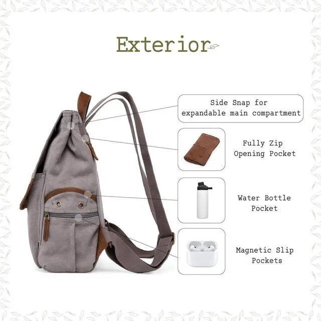 Alt view image 4 of 5 - TSD Brand Canvas Backpack Lightweight Travel Daypack Lightweight Carry On Laptop Backpack Hiking Backpack(Gray)