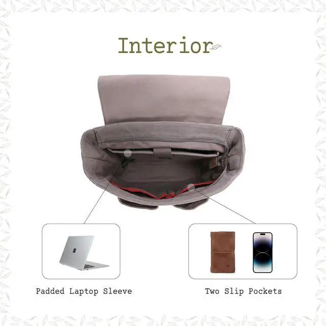 Alt view image 5 of 5 - TSD Brand Canvas Backpack Lightweight Travel Daypack Lightweight Carry On Laptop Backpack Hiking Backpack(Gray)