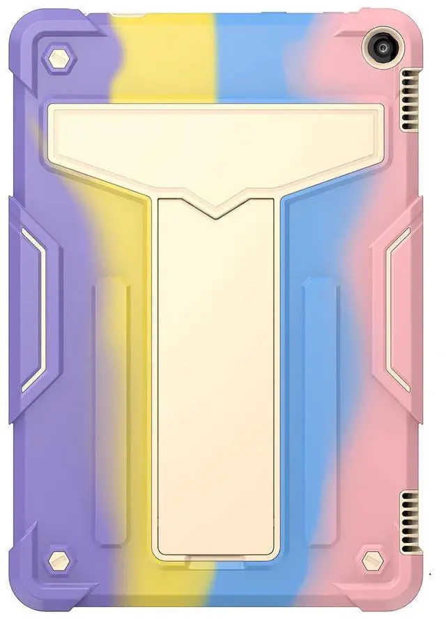 Alt view image 3 of 5 - UUcovers Kindle Fire HD 10 & 10 Plus 10.1" Tablet Case (Only Fits 11th Generation, 2021 Release) with Kickstand Shockproof 3 in 1 Heavy Duty Rugged Hybrid Hard PC & Silicone Cover, Colorful & Pink