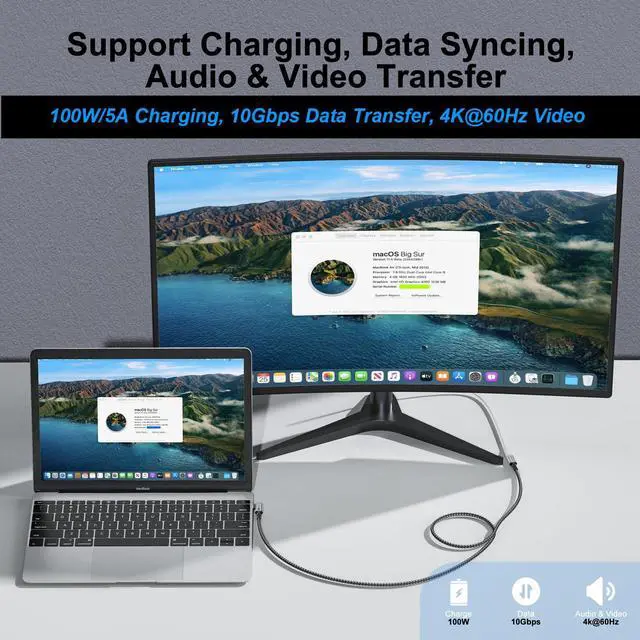 Alt view image 3 of 5 - URELEGAN USB C Extension Cable 3 FT 5-Pack, USB 3.2 Gen2 USBC Extender (10Gbps) Right Angle 100W Charging Cord 4K Video, USBC Male to Female Cable for Video/TV Game Player, Laptop, Tablet and Phone