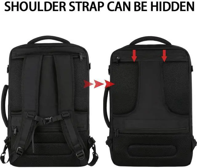 Alt view image 4 of 5 - Vancropak Carry On Backpack, 50L Expandable Extra Large Travel Backpack, Flight Approved Water Resistant Luggage Suitcase Daypack, Lightweight Business Overnight Weekender Bag for Men & Women, Black