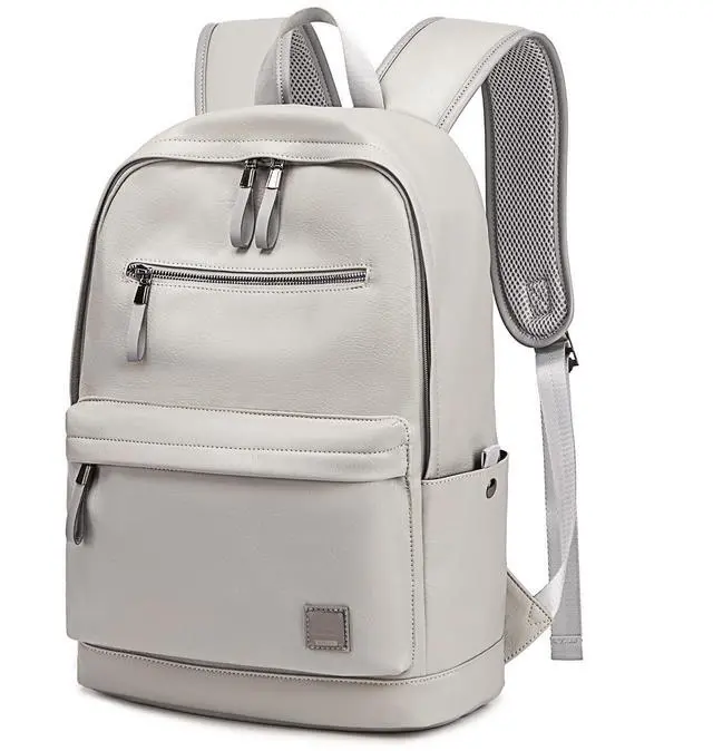 Main image of weiatas Leather Laptop Backpack for Men Women Work, Lightweight School Backpack Bookbag for College Students, Waterproof Casual Daypack Travel Computer Backpack fits 15.6 (Grey)