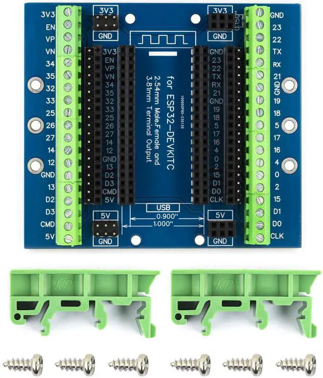 Alt view image 4 of 5 - whiteeeen for ESP32 Breakout Board with Din Rail Mount 3.81mm / 0.15" Terminal GPIO Expansion Board 3 Types Outputs for ESP32 Module ESP-WROOM-32 ESP32-DevKitC Block PCB