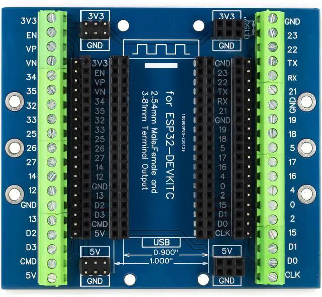 Alt view image 2 of 5 - whiteeeen for ESP32 Breakout Board with Din Rail Mount 3.81mm / 0.15" Terminal GPIO Expansion Board 3 Types Outputs for ESP32 Module ESP-WROOM-32 ESP32-DevKitC Block PCB