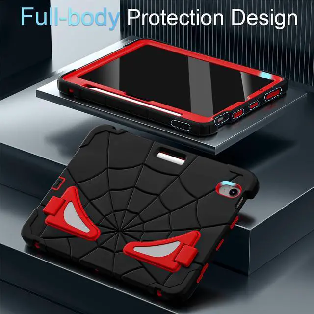 Alt view image 3 of 5 - WESOROL Case for iPad Air 11 Inch M2/M3 (2024/2025), iPad Air 5th/4th Generation Case 10.9 Inch,Heavy Duty Shockproof for Kids Friendly iPad Cover Air 11 Inch with Screen Protector,Black Red