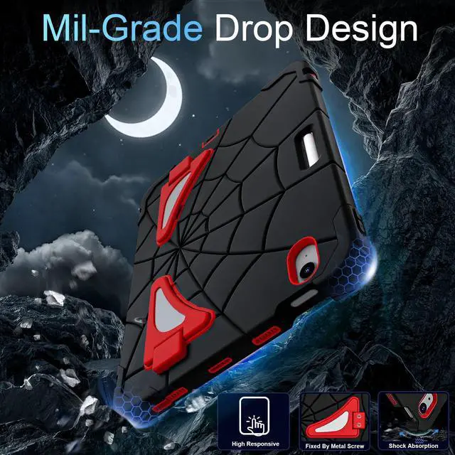Alt view image 4 of 5 - WESOROL Case for iPad Air 11 Inch M2/M3 (2024/2025), iPad Air 5th/4th Generation Case 10.9 Inch,Heavy Duty Shockproof for Kids Friendly iPad Cover Air 11 Inch with Screen Protector,Black Red