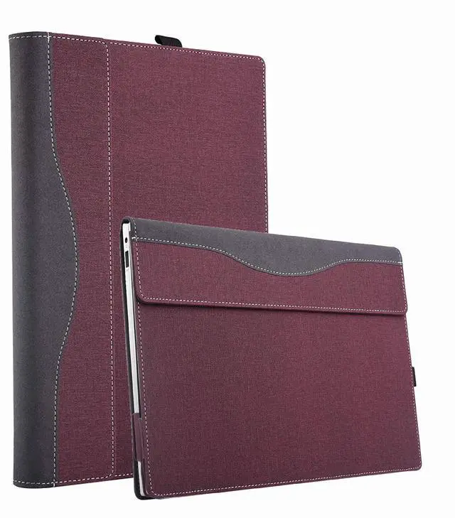 Main image of Laptop Case for Microsoft Surface Laptop 7 15" (2024 Released), Detachable Notebook Sleeve, Computer Bag Protective Cover PU Shell with Heat Dissipation Hole (Wine)