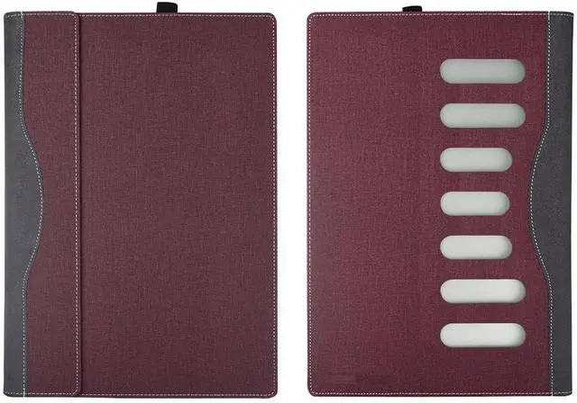 Alt view image 4 of 5 - Laptop Case for Microsoft Surface Laptop 7 15" (2024 Released), Detachable Notebook Sleeve, Computer Bag Protective Cover PU Shell with Heat Dissipation Hole (Wine)