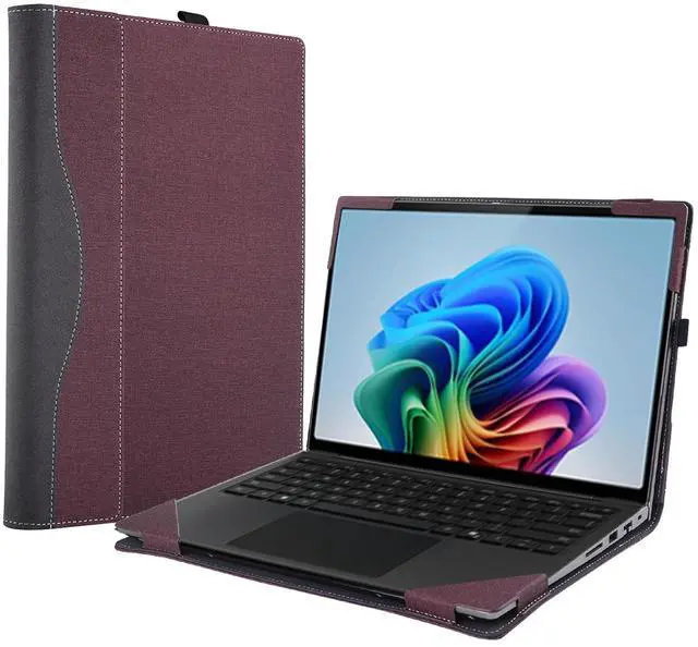 Alt view image 5 of 5 - Laptop Case for Microsoft Surface Laptop 7 15" (2024 Released), Detachable Notebook Sleeve, Computer Bag Protective Cover PU Shell with Heat Dissipation Hole (Wine)