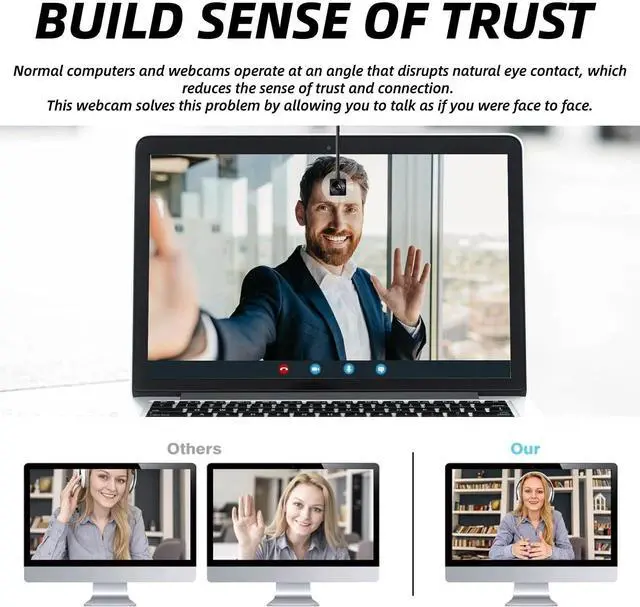 Alt view image 3 of 5 - Yoidesu USB Center Webcam for PC, 4K 15fps 8MP Eye Webcam with Built in Mic, Auto Focus Eye to Cam Conference Camera Plug and Play Middle Screen Webcam for PC Laptop Video Calls