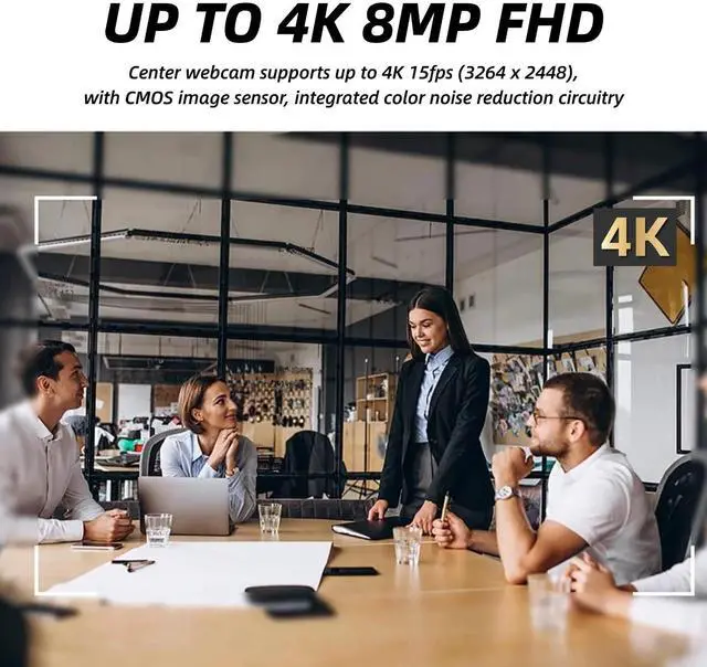 Alt view image 5 of 5 - Yoidesu USB Center Webcam for PC, 4K 15fps 8MP Eye Webcam with Built in Mic, Auto Focus Eye to Cam Conference Camera Plug and Play Middle Screen Webcam for PC Laptop Video Calls