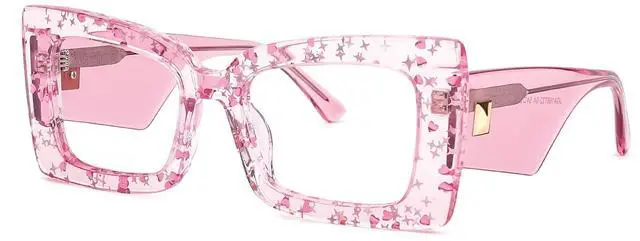 Main image of Zeelool Oversized Rectangle Blue Light Blocking Glasses for Women ZJGA166722-04 Pink