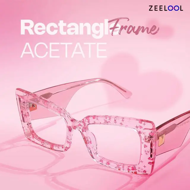 Alt view image 2 of 5 - Zeelool Oversized Rectangle Blue Light Blocking Glasses for Women ZJGA166722-04 Pink