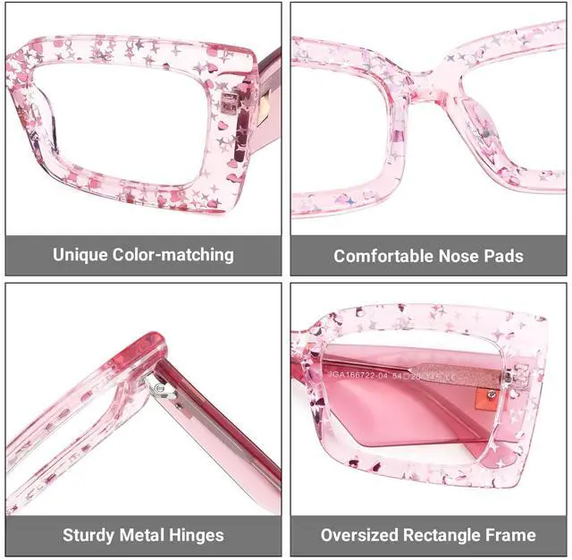 Alt view image 4 of 5 - Zeelool Oversized Rectangle Blue Light Blocking Glasses for Women ZJGA166722-04 Pink