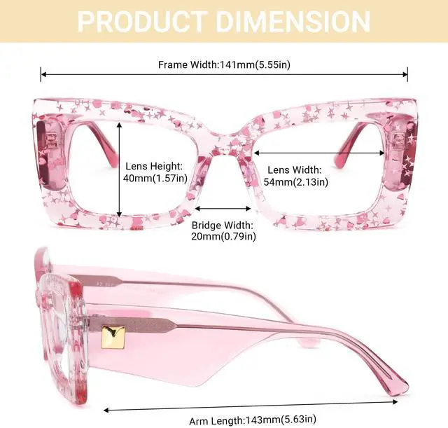 Alt view image 5 of 5 - Zeelool Oversized Rectangle Blue Light Blocking Glasses for Women ZJGA166722-04 Pink