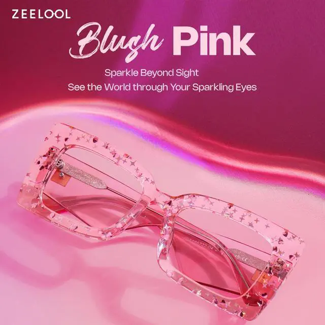 Alt view image 3 of 5 - Zeelool Oversized Rectangle Blue Light Blocking Glasses for Women ZJGA166722-04 Pink