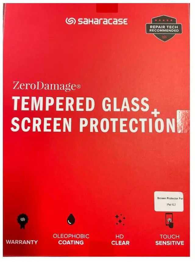 Alt view image 2 of 3 - SaharaCase - ZeroDamage Tempered Glass Screen Protector for Apple iPad 10.2" (7th, 8th, 9th Generation 2019-2021) - Anti Scratch/Fingerprint Full Coverage Bubble Free 9H Hardness - Clear