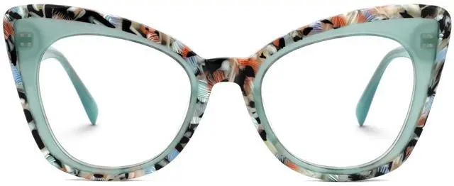 Main image of Zeelool Women's Cat Eye Glasses Stylish Acetate Eyewear Blue Light Blocking Glasses Anti Eyestrain Glasses ZJGA359158-01 Green