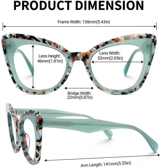 Alt view image 4 of 5 - Zeelool Women's Cat Eye Glasses Stylish Acetate Eyewear Blue Light Blocking Glasses Anti Eyestrain Glasses ZJGA359158-01 Green