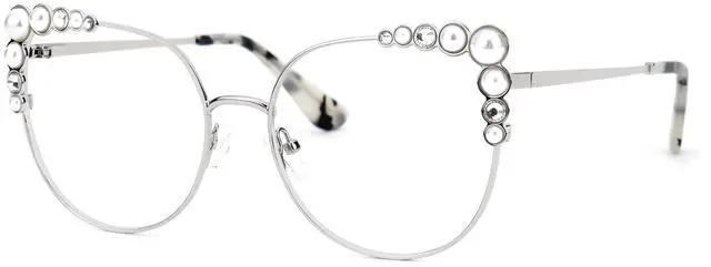 Main image of Zeelool Stylish Metal Cat Eye Blue Light Blocking Glasses for Women ZJGM751692-03 Silver