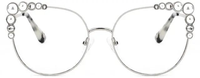 Alt view image 2 of 5 - Zeelool Stylish Metal Cat Eye Blue Light Blocking Glasses for Women ZJGM751692-03 Silver