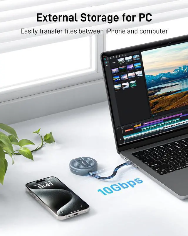 Alt view image 3 of 5 - Portable SSD Enclosure for iPhone with MagSafe: External Drive Holder with Magnetic Phone Stand for 2230 NVMe M2 and Sata Storage Hard Drive Compatible to iPhone with USB C Port
