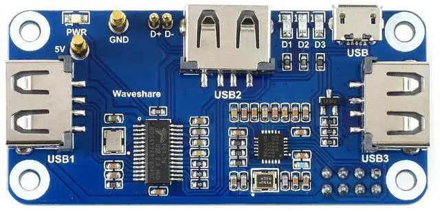Main image of Waveshare PoE Ethernet/USB HUB HAT, Compatible with Raspberry Pi Zero/Zero W/4B/3B/3B+, 3X USB 2.0 Ports, 802.3af-Compliant