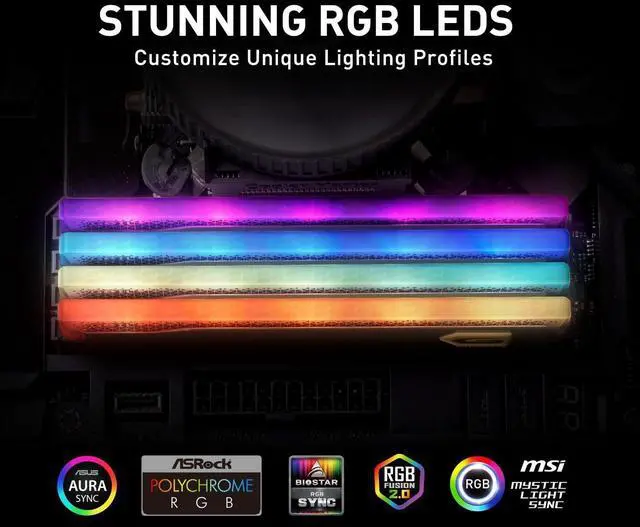 Alt view image 5 of 5 - GeIL Orion RGB DDR4 RAM, 16GB (8GBx2) 3200MHz 1.35V XMP2.0, Intel/AMD Compatible, Long DIMM High Speed Desktop Memory, Hardcore Immersive Gaming/Multimedia Content Creation/Quality Live Streaming