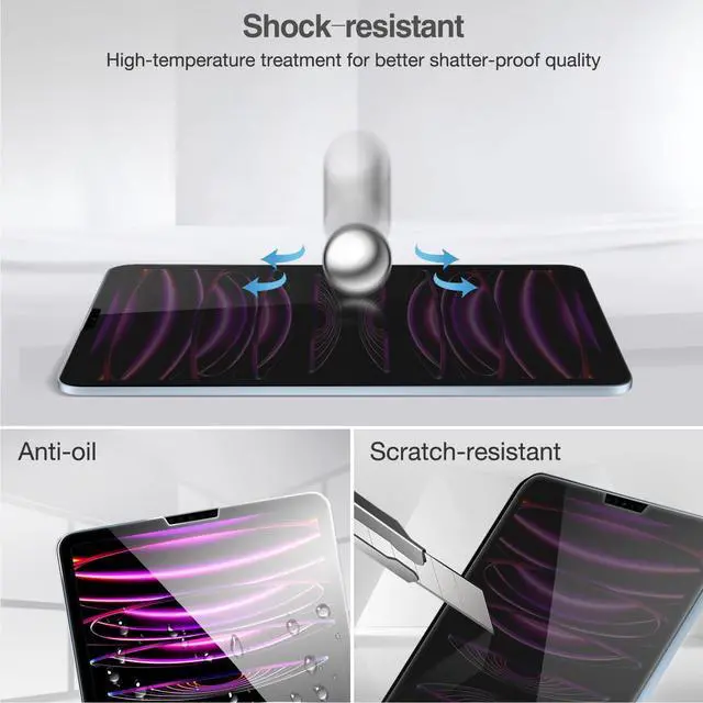 Alt view image 3 of 5 - ProCase iPad Pro 12.9 Inch Privacy Screen Protector Bundle with 2+2 Pack Screen Protector for iPad Pro 12.9 inch 6th 5th 4th Generation 2022 2021 2020 with Camera Lens Protector