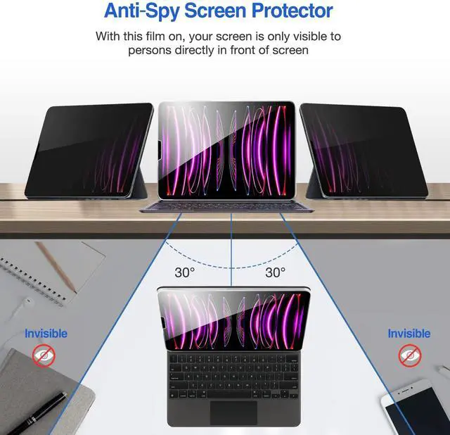 Alt view image 5 of 5 - ProCase iPad Pro 12.9 Inch Privacy Screen Protector Bundle with 2+2 Pack Screen Protector for iPad Pro 12.9 inch 6th 5th 4th Generation 2022 2021 2020 with Camera Lens Protector