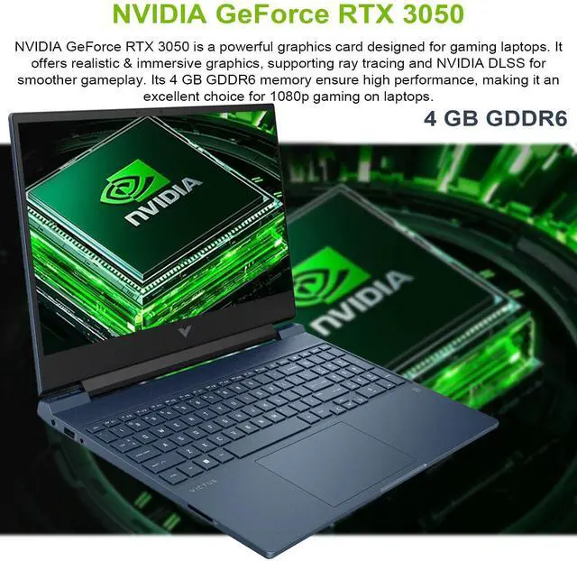 Alt view image 2 of 5 - HP Victus 15.6 i5 Gaming Laptop, 15.6" FHD 1920*1080 144Hz, Intel Core i5-12450H, NVIDIA GeForce RTX 3050, 32GB RAM, 1TB SSD, Backlit KB, Touchpad, SD Card Reader, Webcam, HDMI, Wi-Fi 6, W11 H, Blue