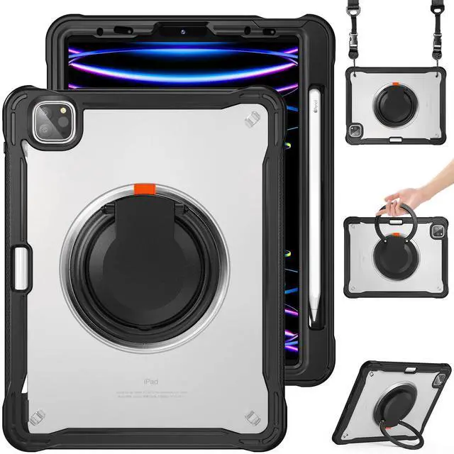 Main image of Batianda Ultimate Protective Case for iPad Pro 11-inch 2022 4th M2 Chip /2021 (3rd Generation) Rugged Shockproof Tablet Cover with 360° Rotatable Kickstand & Shoulder Strap & Pencil Holder, Black