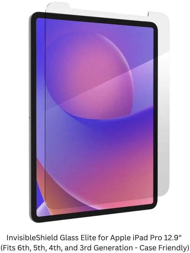 Alt view image 2 of 5 - ZAGG InvisibleShield Glass Elite Screen Protector for iPad Pro 12.9 Inch (6th, 5th, 4th, 3rd Generation), 5X Stronger Scratch Protection, Anti-Fingerprint, Smooth Feel, Easy to Install - Clear