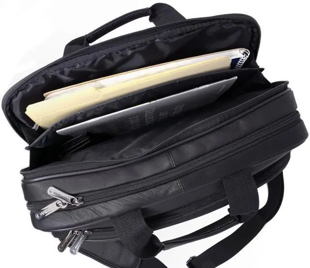 Alt view image 5 of 5 - Alpine Swiss Messenger Bag Colombian Leather 15.6 Laptop Briefcase Portfolio