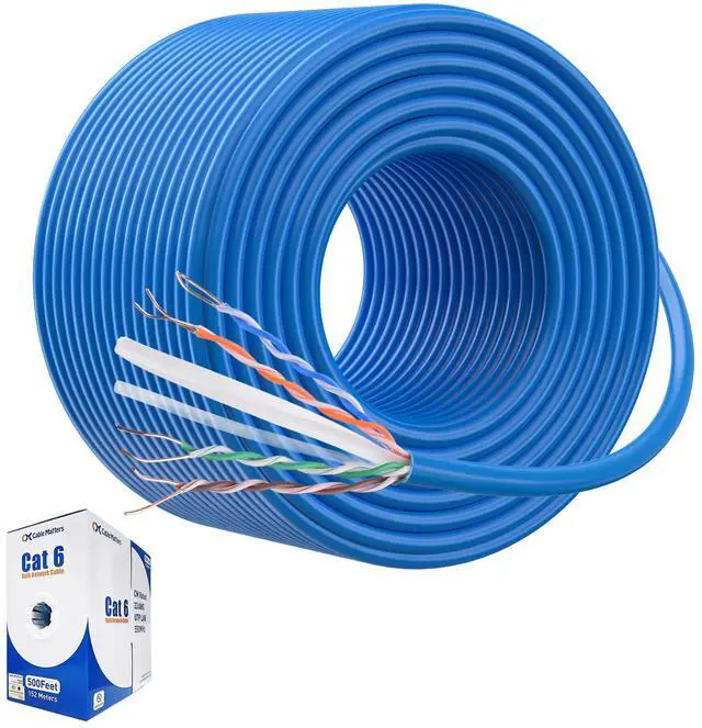 Main image of Cable Matters [UL Listed] 10Gbps in-Wall (CM) Rated 23AWG Bare Copper Cat 6 Cable - 500ft, Solid, UTP Cat6 Bulk Ethernet Cable, Cat6 Ethernet Cord, Blue